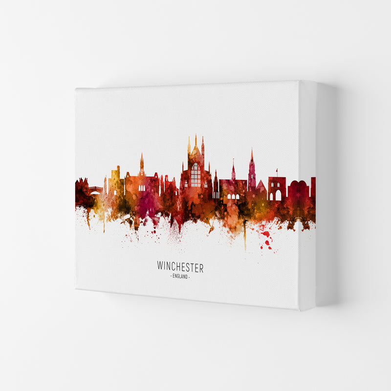 Winchester England Skyline Red City Name  by Michael Tompsett Canvas