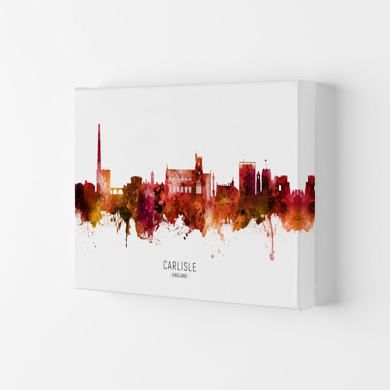 Carlisle England Skyline Red City Name  by Michael Tompsett Canvas