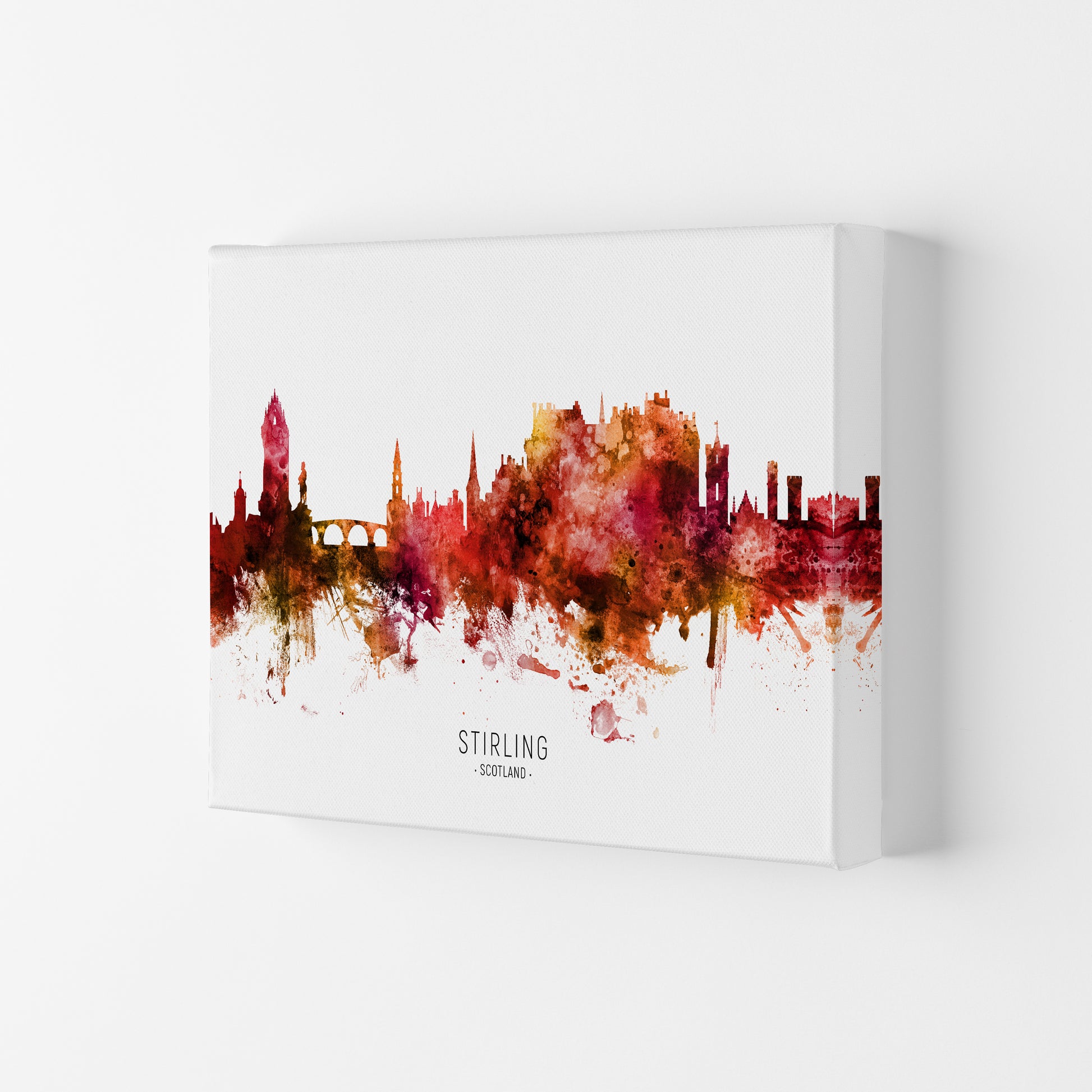 Stirling Scotland Skyline Red City Name  by Michael Tompsett Canvas