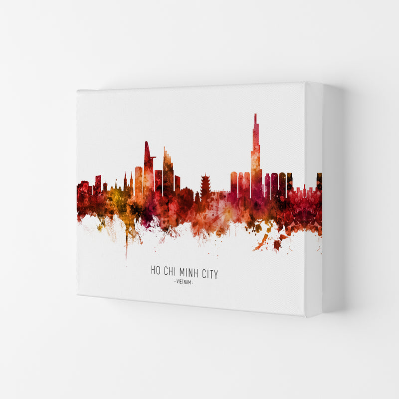 Ho Chi Minh City Vietnam Skyline Red City Name  by Michael Tompsett Canvas