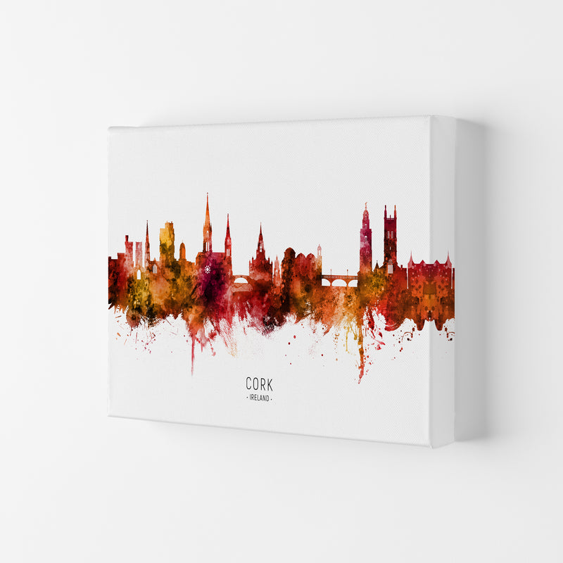 Cork Ireland Skyline Red City Name Print by Michael Tompsett Canvas