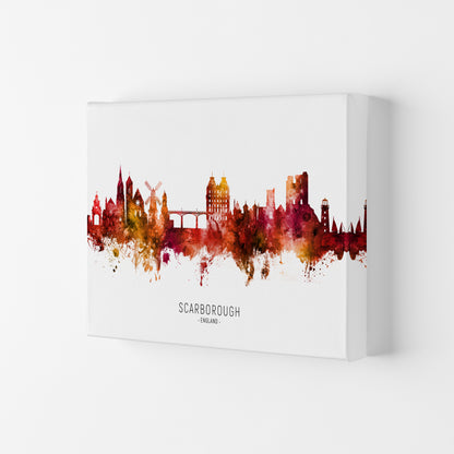 Scarborough England Skyline Red City Name  by Michael Tompsett Canvas