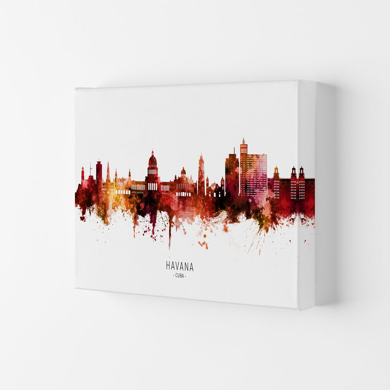 Havana Cuba Skyline Red City Name Print by Michael Tompsett Canvas