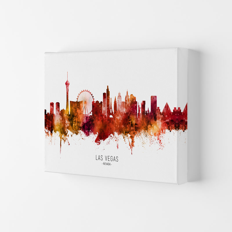 Las Vegas Nevada Skyline Red City Name  by Michael Tompsett Canvas