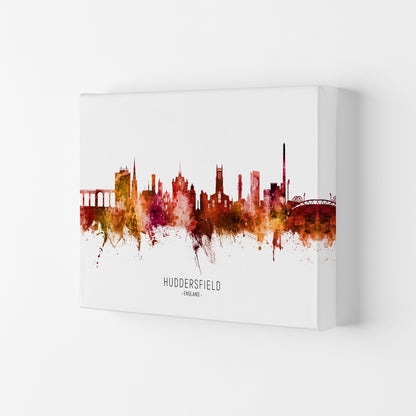 Huddersfield England Skyline Red City Name  by Michael Tompsett Canvas