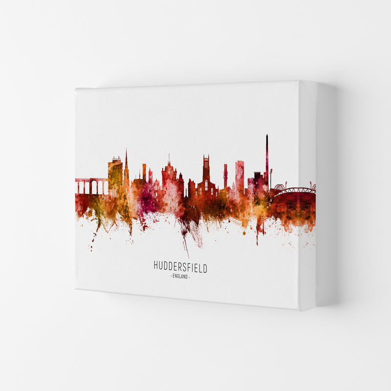 Huddersfield England Skyline Red City Name  by Michael Tompsett Canvas