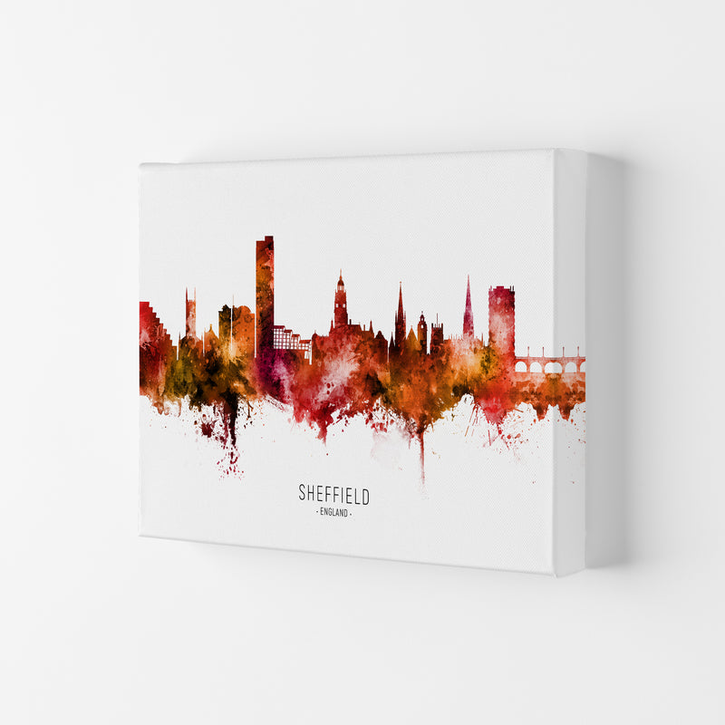 Sheffield England Skyline Red City Name  by Michael Tompsett Canvas