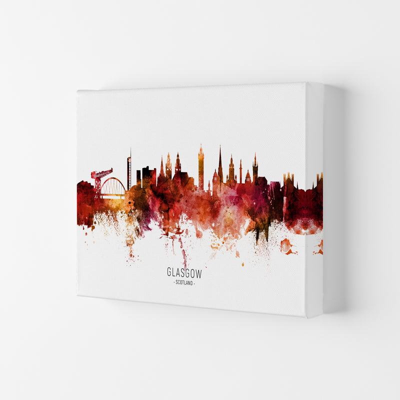 Glasgow Scotland Skyline Red City Name  by Michael Tompsett Canvas
