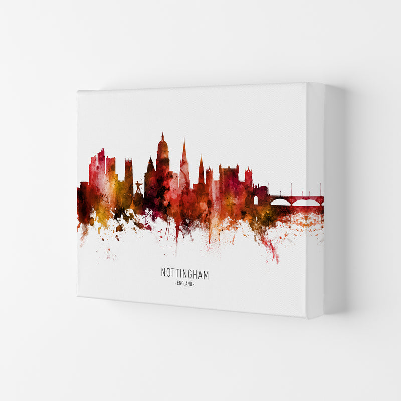 Nottingham England Skyline Red City Name  by Michael Tompsett Canvas