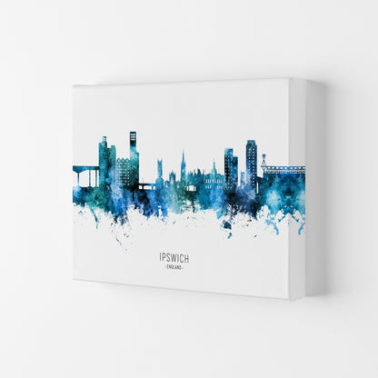 Ipswich England Skyline Blue City Name  by Michael Tompsett Canvas