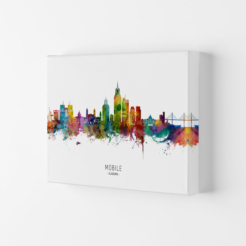 Mobile Alabama Skyline Art Print by Michael Tompsett Canvas