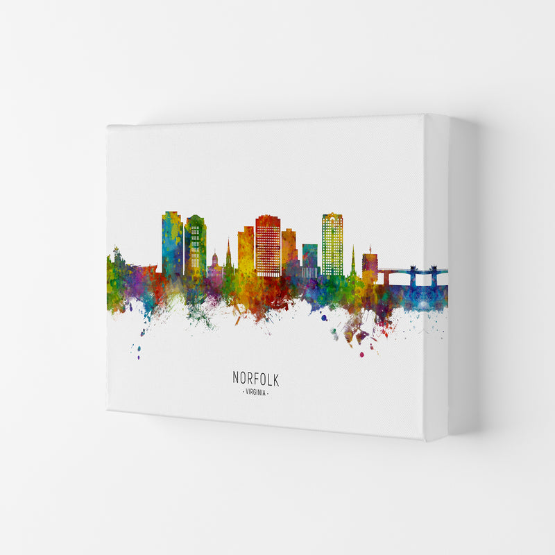 Norfolk Virginia Skyline Art Print by Michael Tompsett Canvas