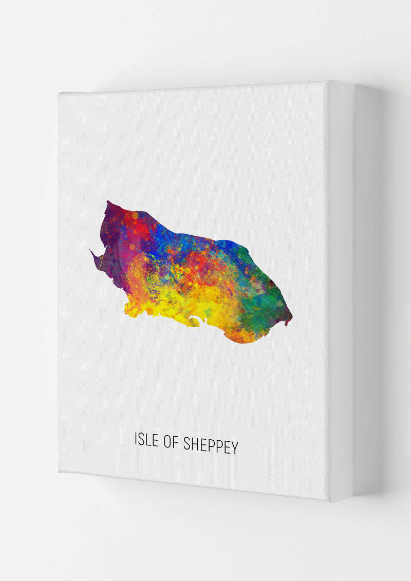 Isle Of Sheppey Watercolour Map Art Print by Michael Tompsett Canvas
