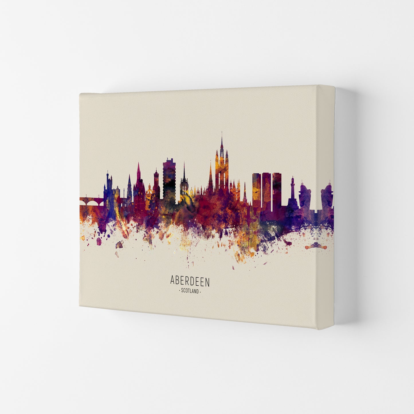 Aberdeen Scotland Skyline Autumn City Name Art Print by Michael Tompsett Canvas