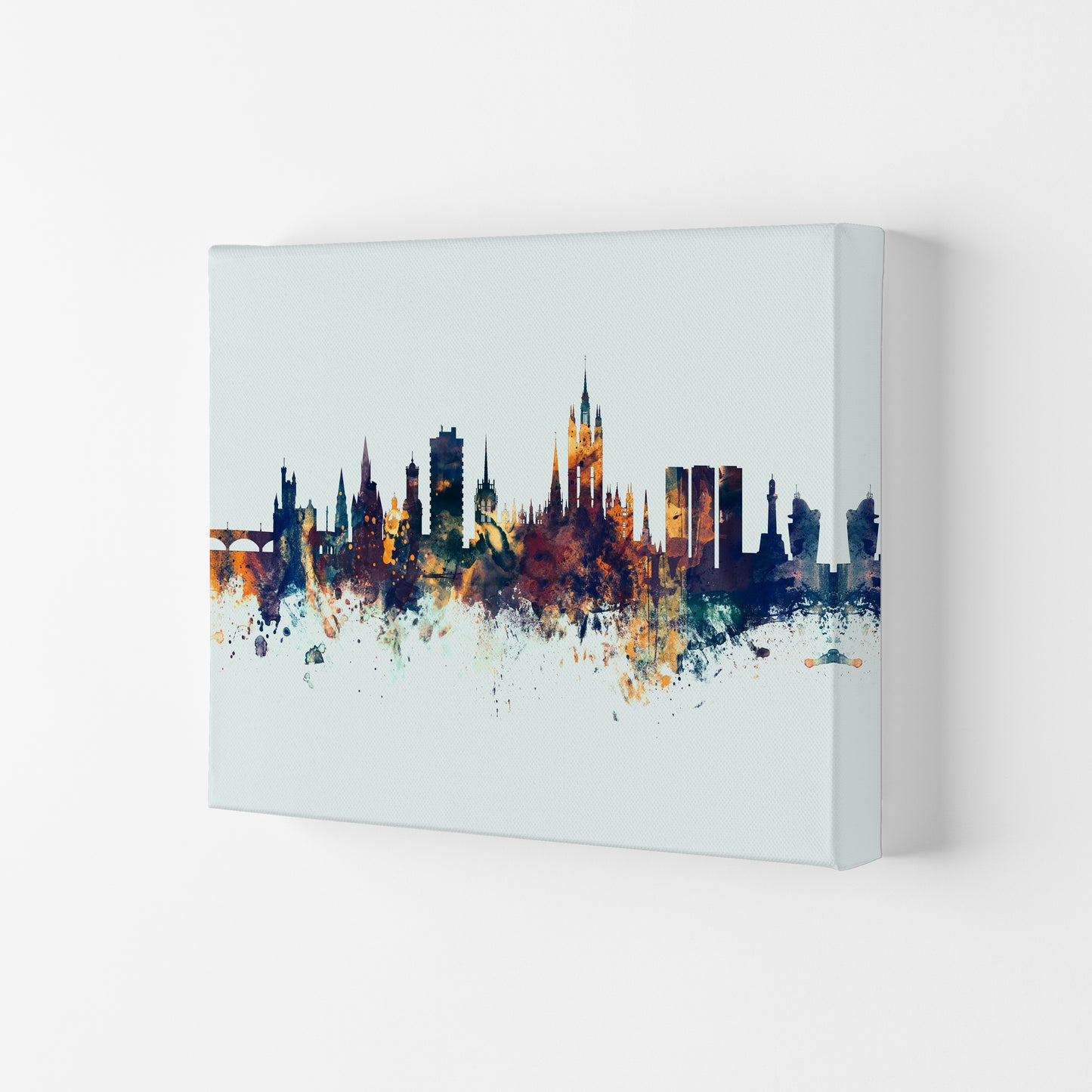Aberdeen Scotland Skyline Blue Orange Art Print by Michael Tompsett Canvas