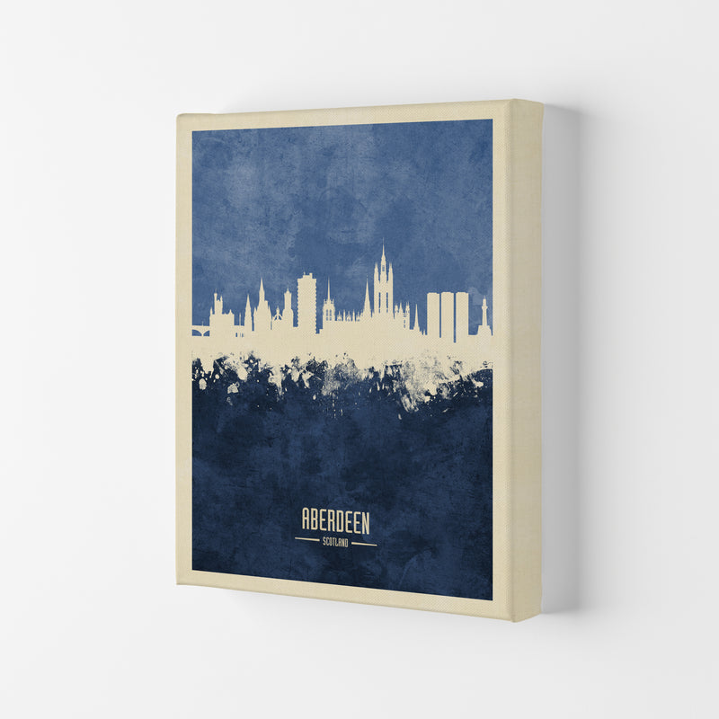 Aberdeen Scotland Skyline Portrait Navy Art Print by Michael Tompsett Canvas