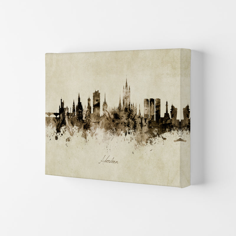 Aberdeen Scotland Skyline Vintage Art Print by Michael Tompsett Canvas