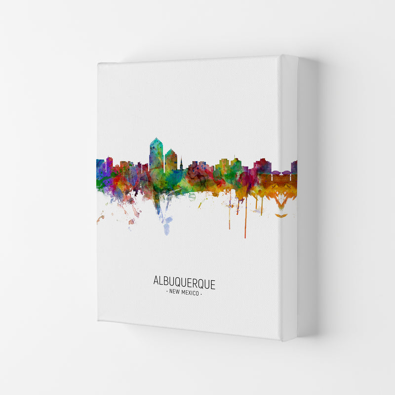 Albuquerque New Mexico Skyline Portrait Art Print by Michael Tompsett Canvas