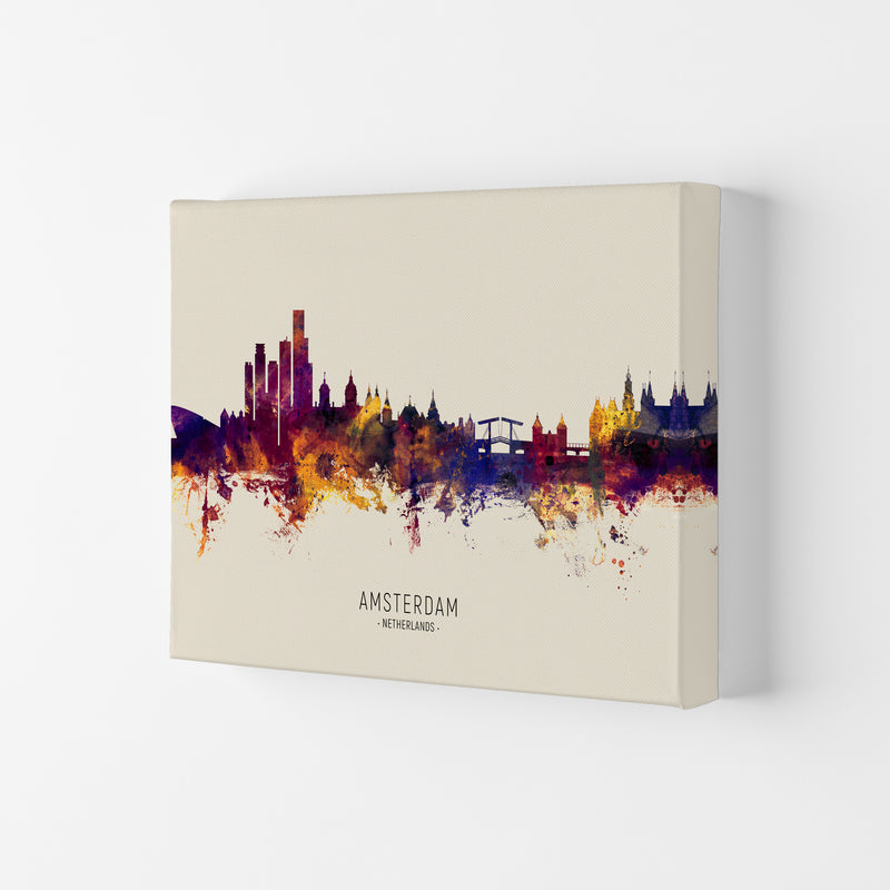 Amsterdam Netherlands Skyline Autumn City Name Art Print by Michael Tompsett Canvas