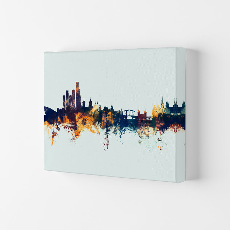 Amsterdam Netherlands Skyline Blue Orange Art Print by Michael Tompsett Canvas