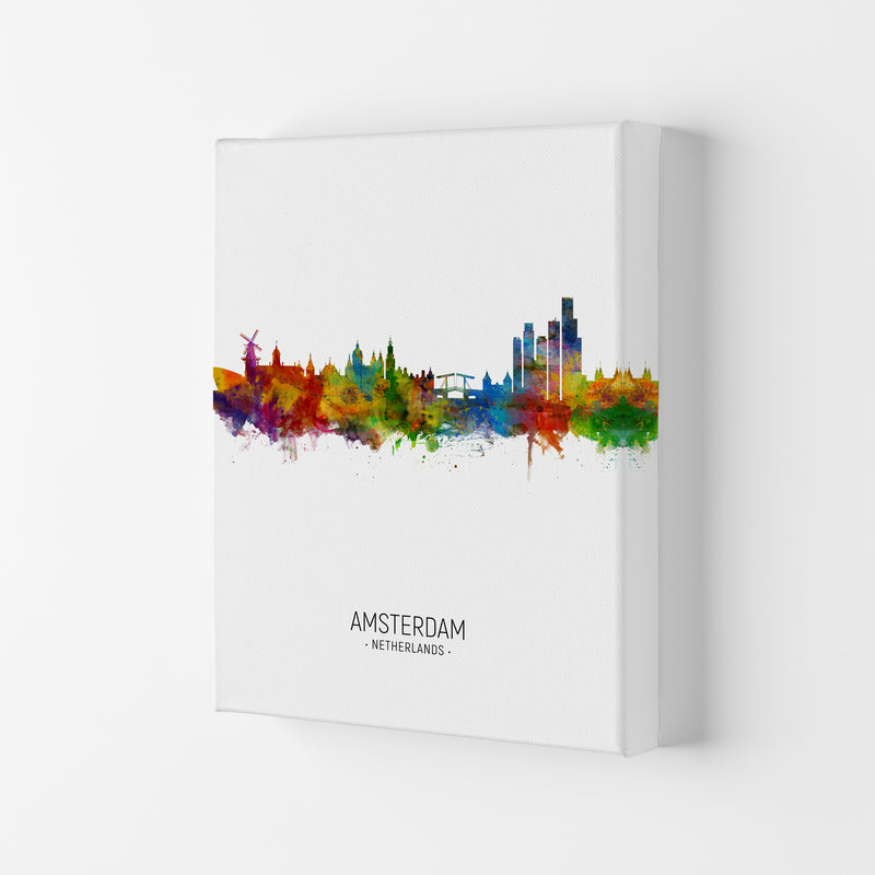 Amsterdam Netherlands Skyline Portrait Art Print by Michael Tompsett Canvas