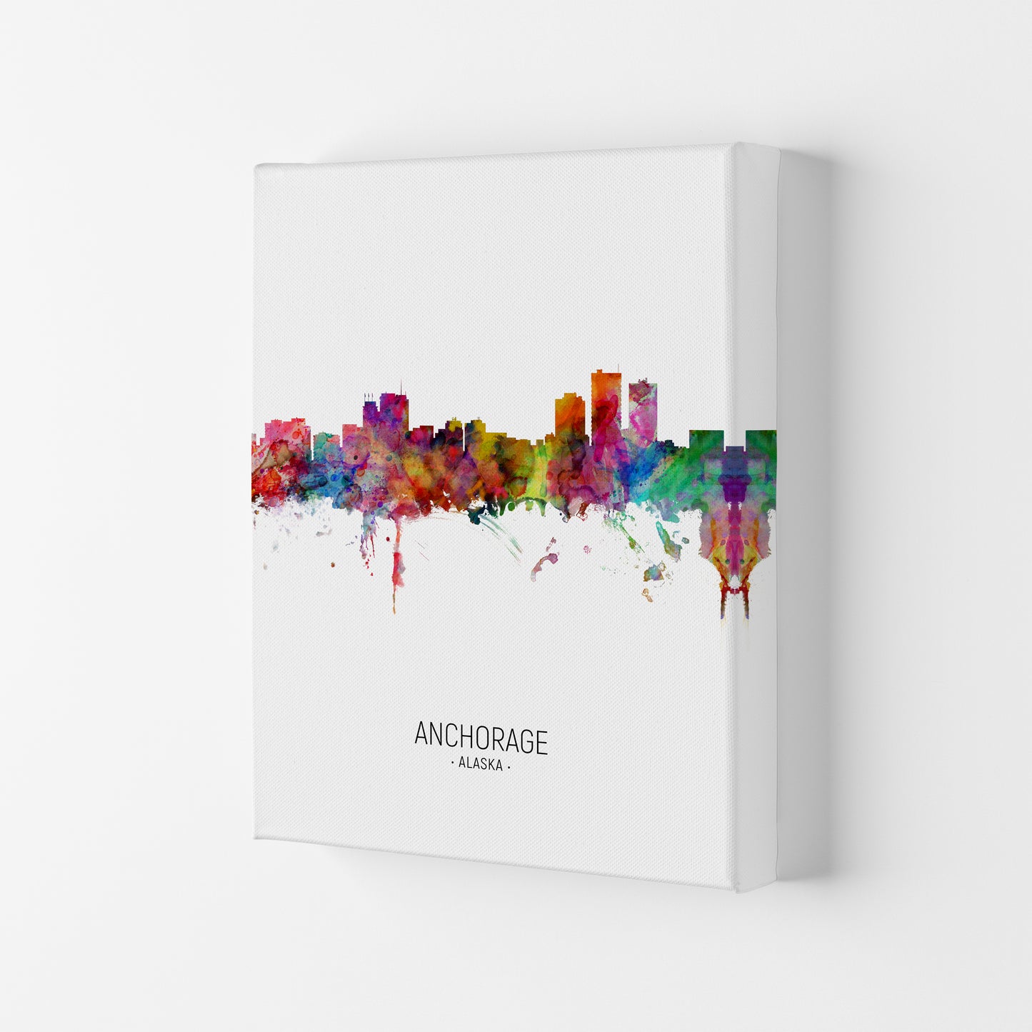 Anchorage Alaska Skyline Portrait Art Print by Michael Tompsett Canvas