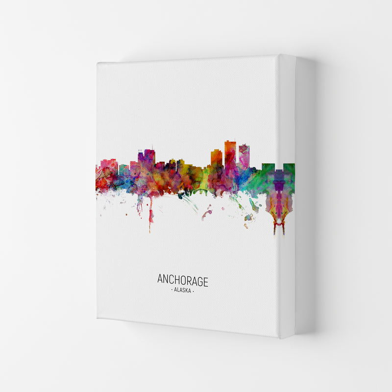 Anchorage Alaska Skyline Portrait Art Print by Michael Tompsett Canvas