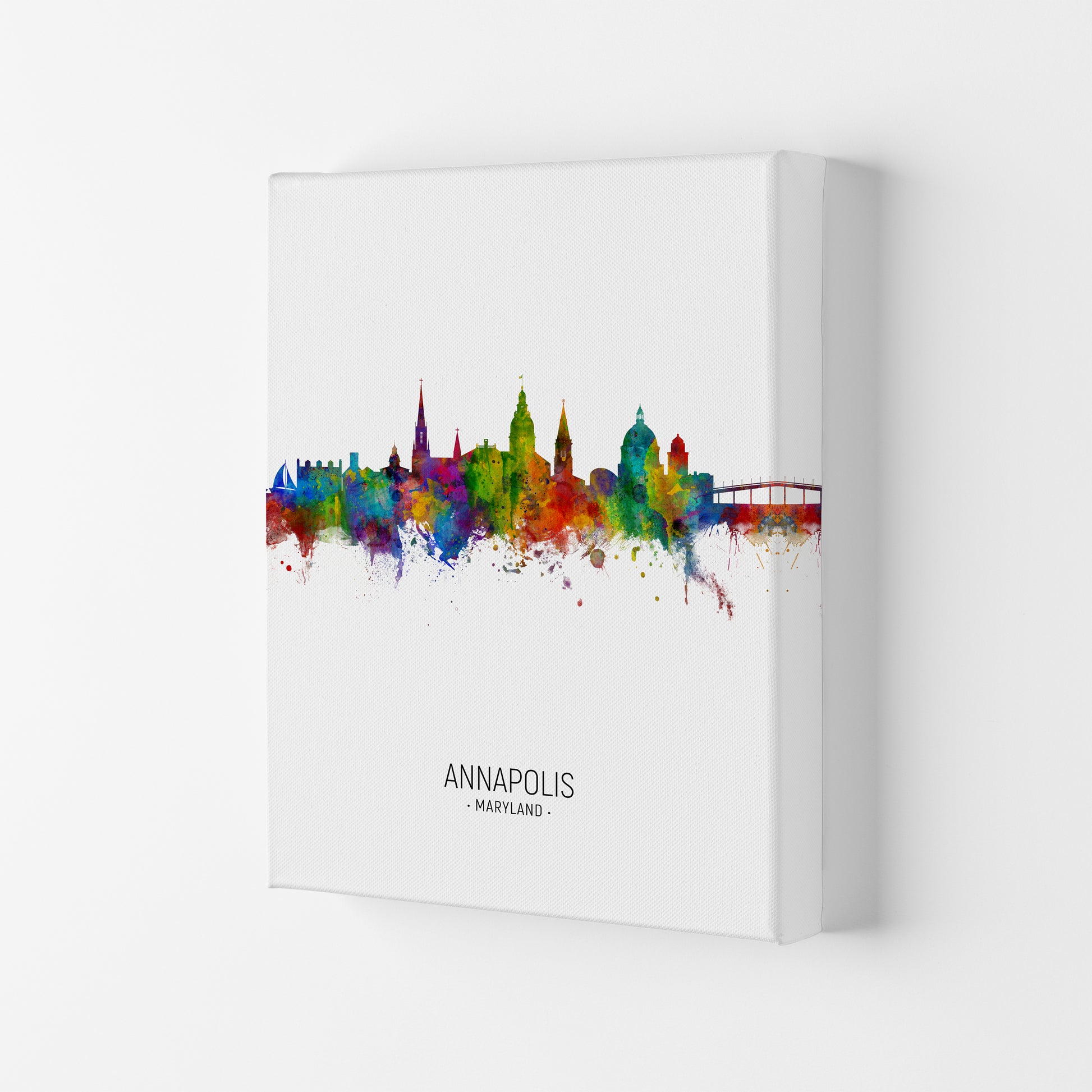Annapolis Maryland Skyline Portrait Art Print by Michael Tompsett Canvas