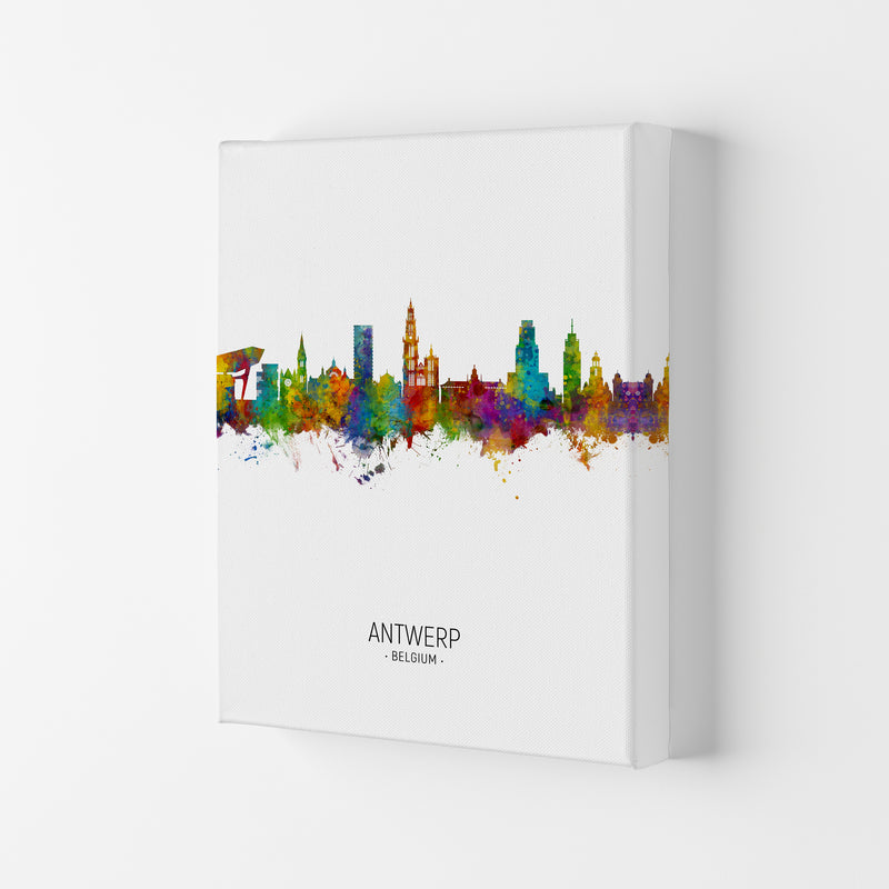 Antwerp Belgium Skyline Portrait Art Print by Michael Tompsett Canvas
