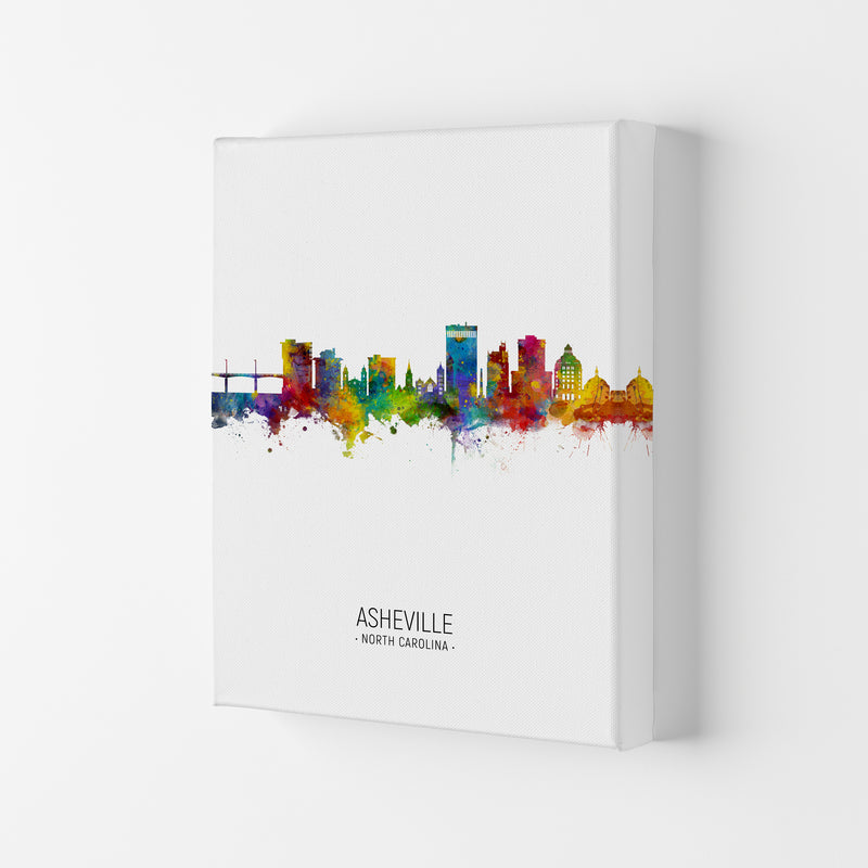 Asheville North Carolina Skyline Portrait Art Print by Michael Tompsett Canvas