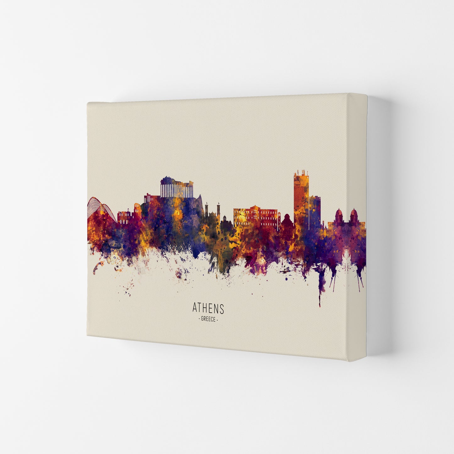 Athens Greece Skyline Autumn City Name Art Print by Michael Tompsett Canvas