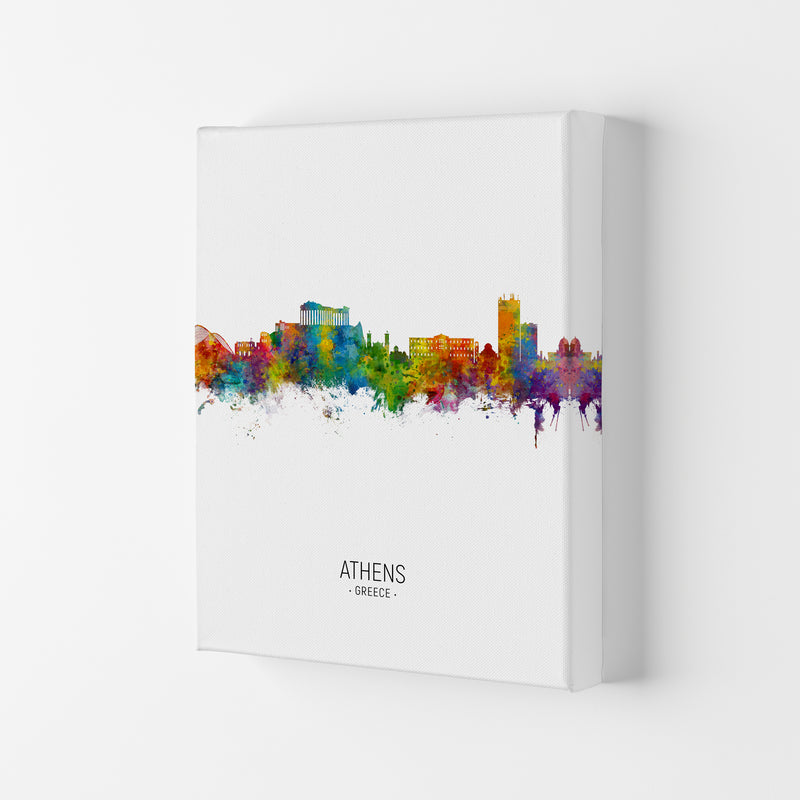 Athens Greece Skyline Portrait Art Print by Michael Tompsett Canvas