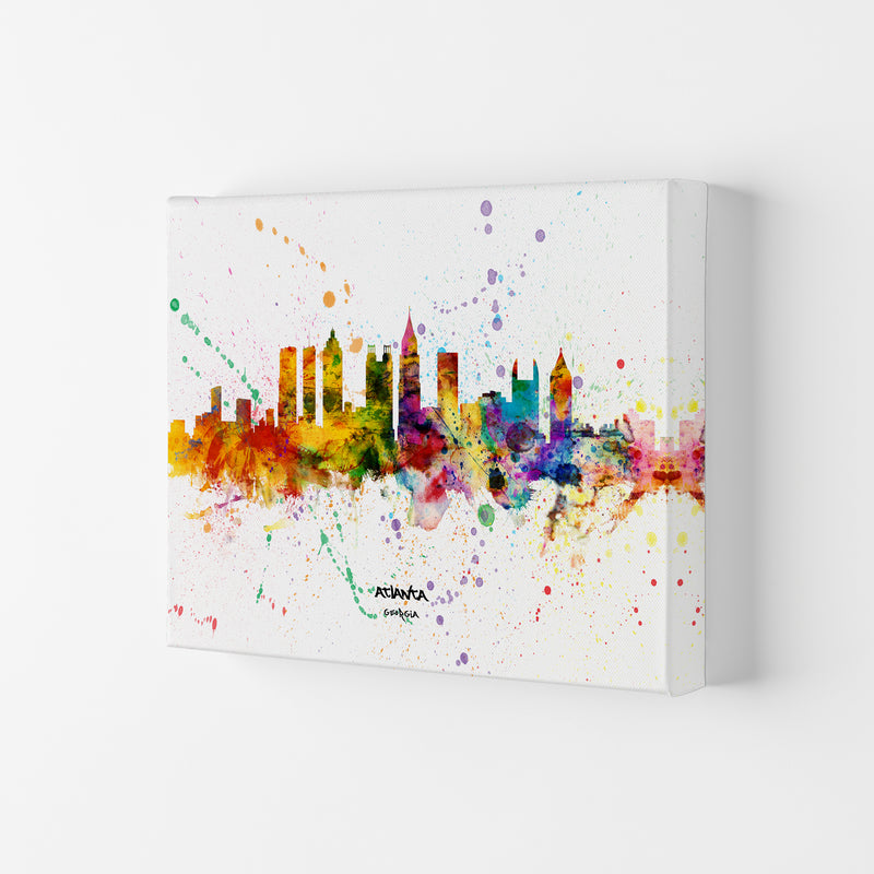Atlanta Georgia Skyline Splash Art Print by Michael Tompsett Canvas