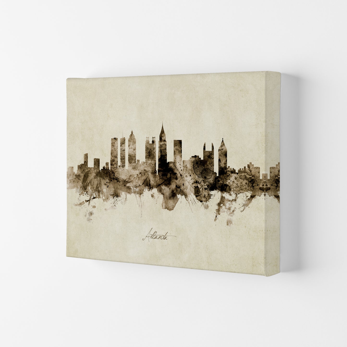 Atlanta Georgia Skyline Vintage Art Print by Michael Tompsett Canvas