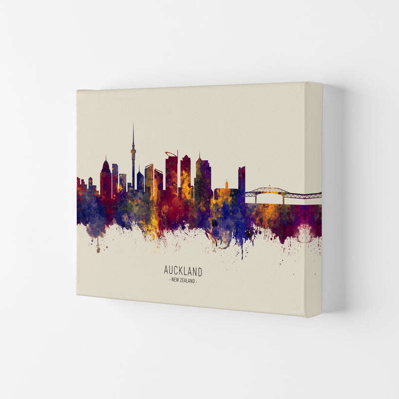 Auckland New Zealand Skyline Autumn City Name Art Print by Michael Tompsett Canvas