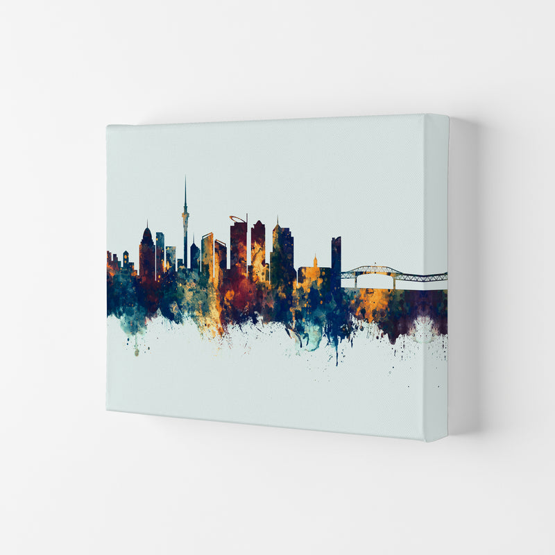 Auckland New Zealand Skyline Blue Orange Art Print by Michael Tompsett Canvas