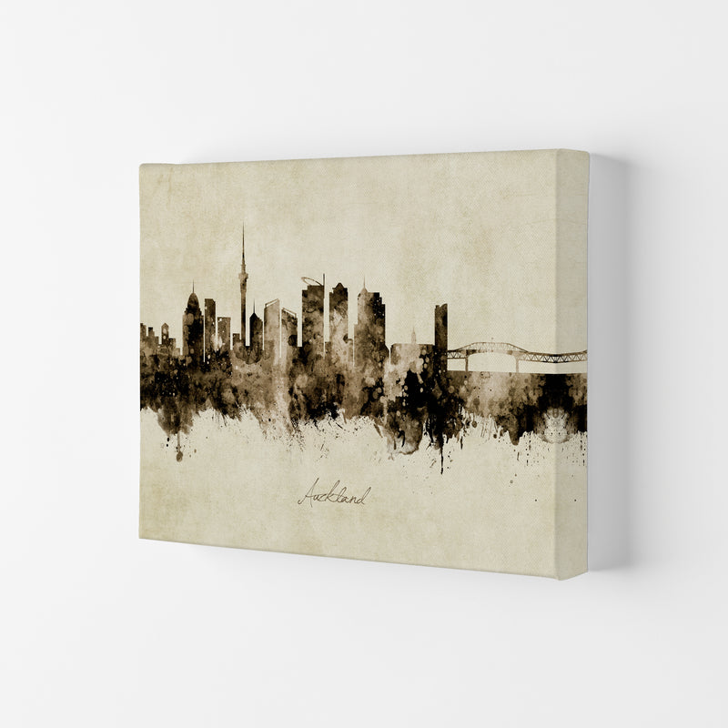 Auckland New Zealand Skyline Vintage Art Print by Michael Tompsett Canvas