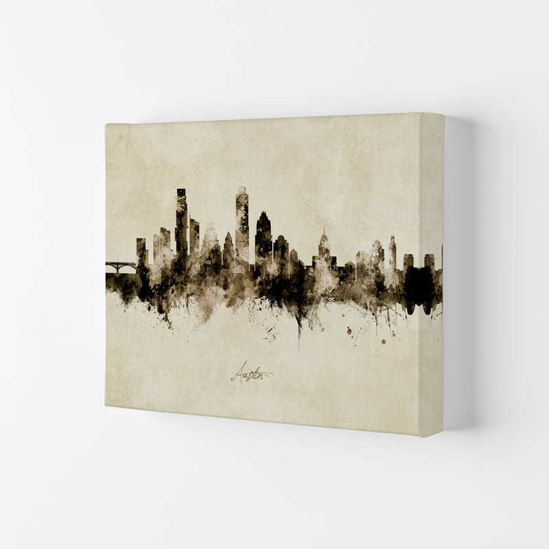 Austin Texas Skyline Vintage Art Print by Michael Tompsett Canvas