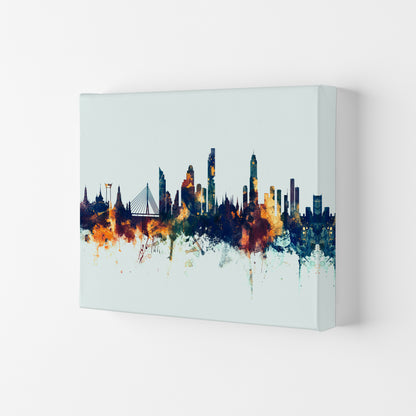 Bangkok Thailand Skyline Blue Orange Art Print by Michael Tompsett Canvas