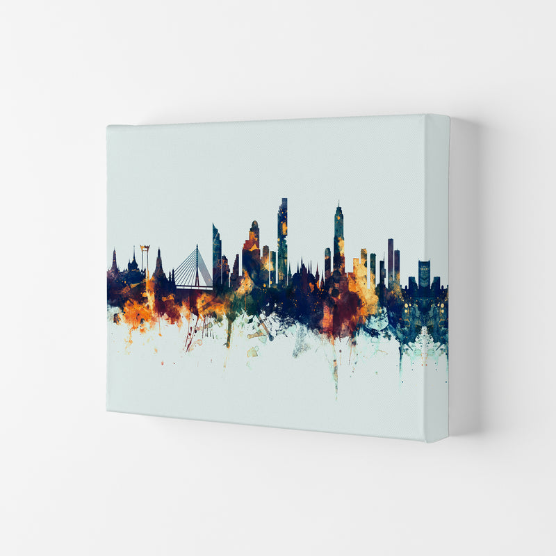 Bangkok Thailand Skyline Blue Orange Art Print by Michael Tompsett Canvas