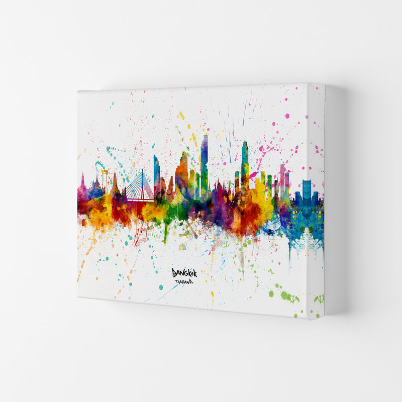 Bangkok Thailand Skyline Splash Art Print by Michael Tompsett Canvas