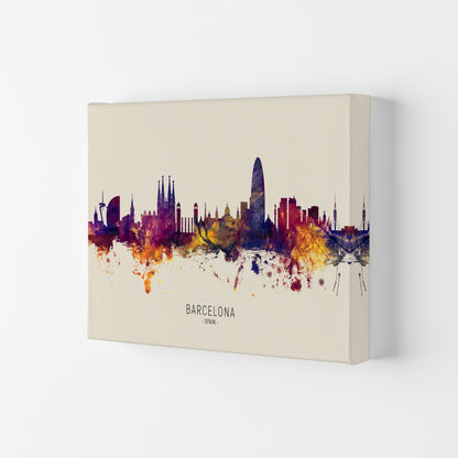 Barcelona Spain Skyline Autumn City Name Art Print by Michael Tompsett Canvas