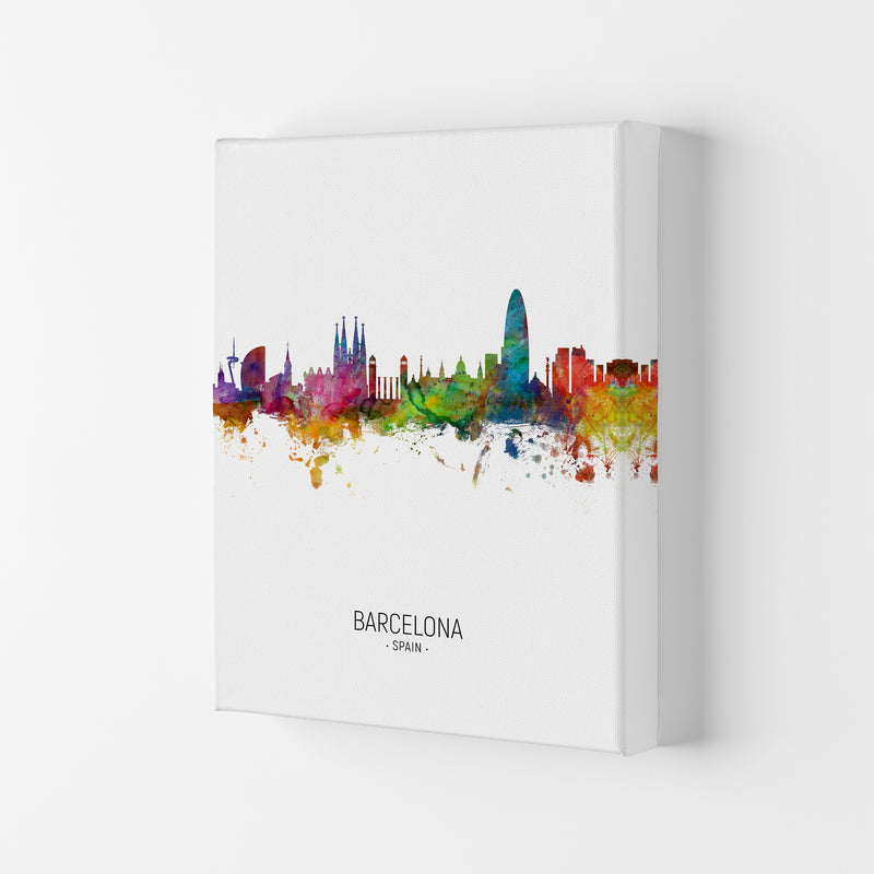 Barcelona Spain Skyline Portrait Art Print by Michael Tompsett Canvas