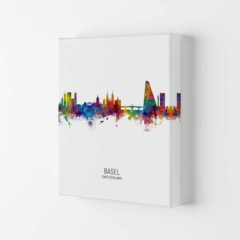Basel Switzerland Skyline Portrait Art Print by Michael Tompsett Canvas