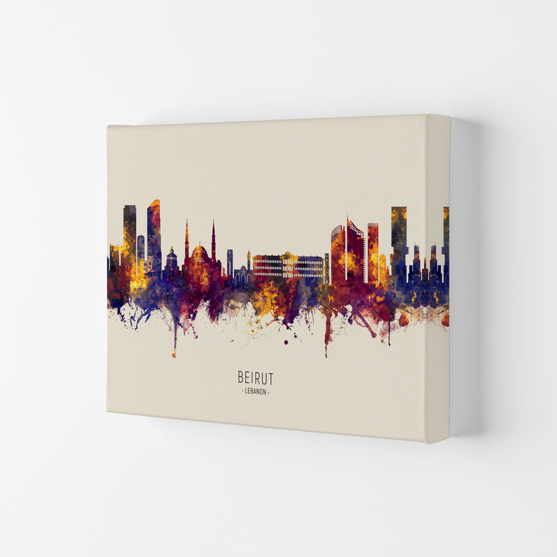 Beirut Lebanon Skyline Autumn City Name Art Print by Michael Tompsett Canvas