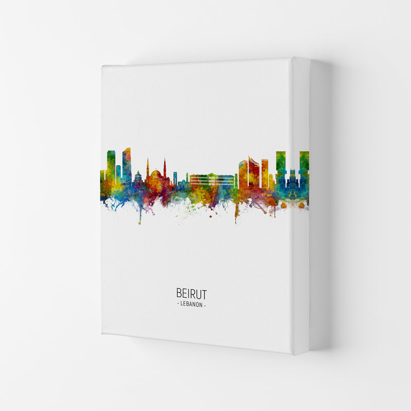 Beirut Lebanon Skyline Portrait Art Print by Michael Tompsett Canvas