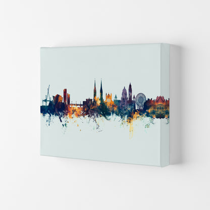 Belfast Northern Ireland Skyline Blue Orange Art Print by Michael Tompsett Canvas