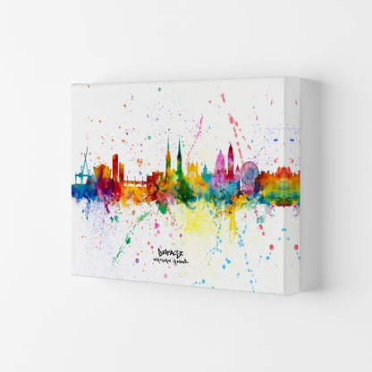 Belfast Northern Ireland Skyline Splash Art Print by Michael Tompsett Canvas