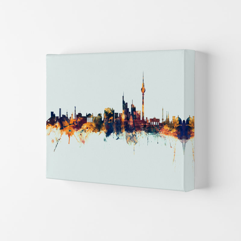 Berlin Germany Skyline Blue Orange Art Print by Michael Tompsett Canvas