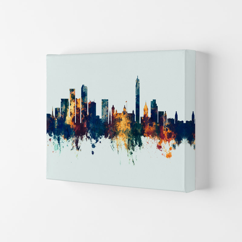 Birmingham England Skyline Blue Orange Art Print by Michael Tompsett Canvas